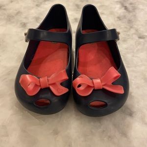 Mini Melissa shoes. Navy with a bow. Size 10
